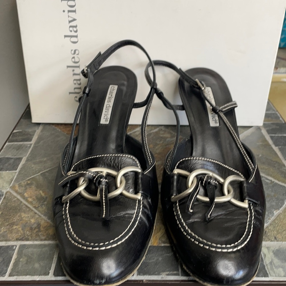 Charles David Chloe Heels in Black Leather